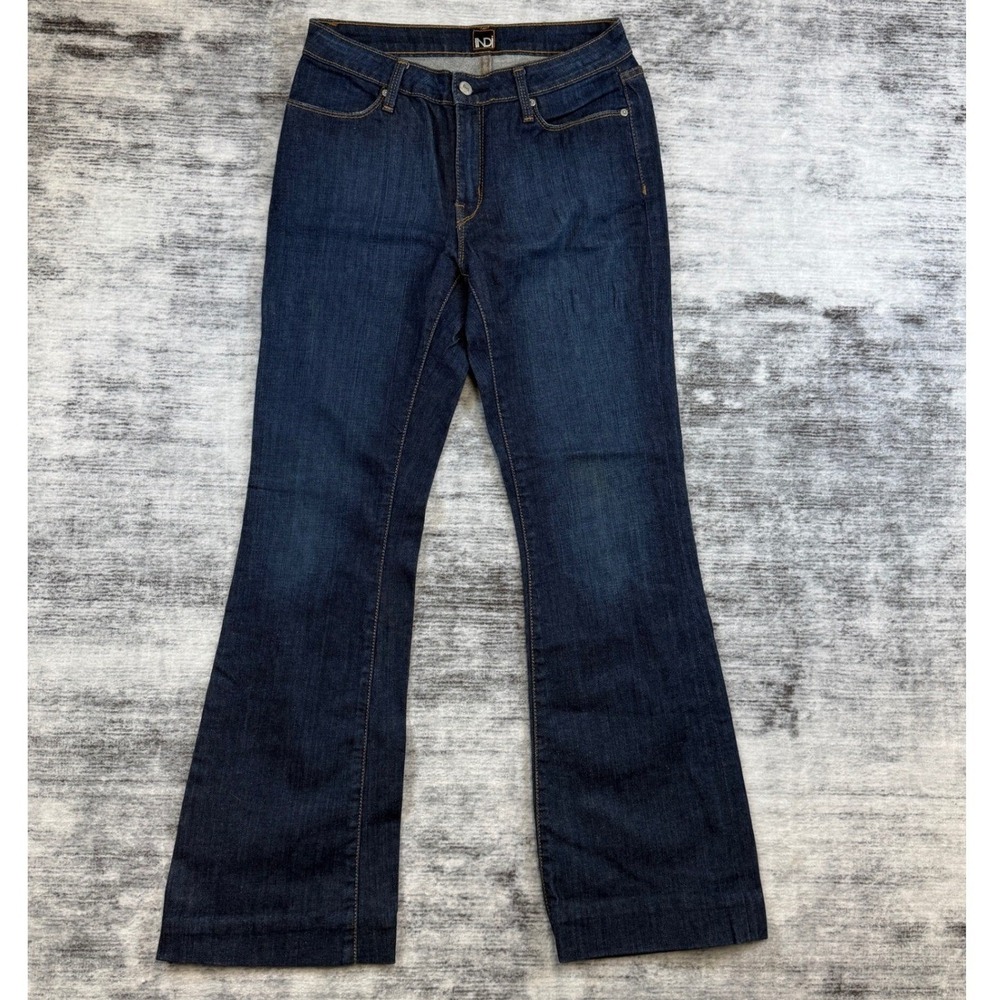Indi Custom Women Indigo Dark Wash‎ Flare Leg Denim Jeans Stretch Blue